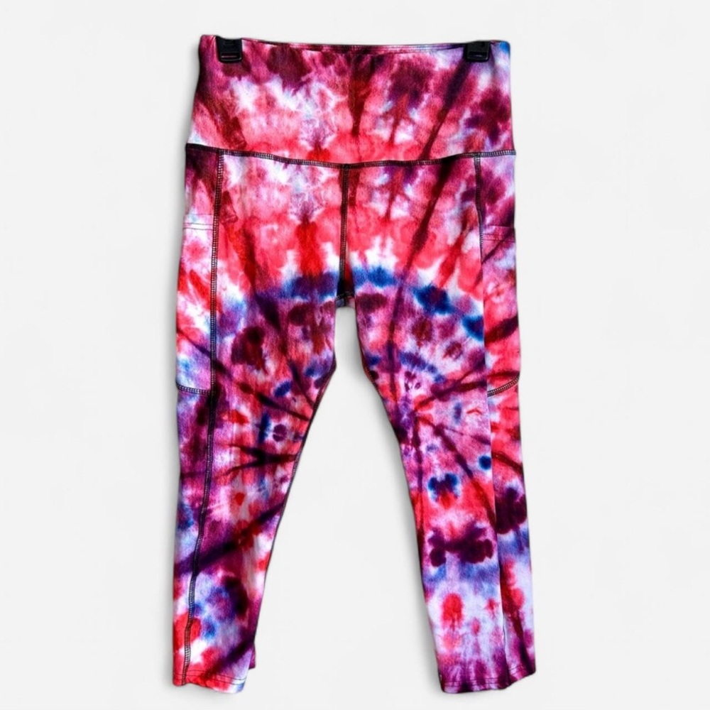 Bright Tie Dye Cropped Leggings | XS/S | High Rise with Side Pockets